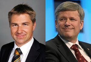 Toni Brunner (Swiss Peoples Party) and Stephen Harper (Conservative Party of Canada)